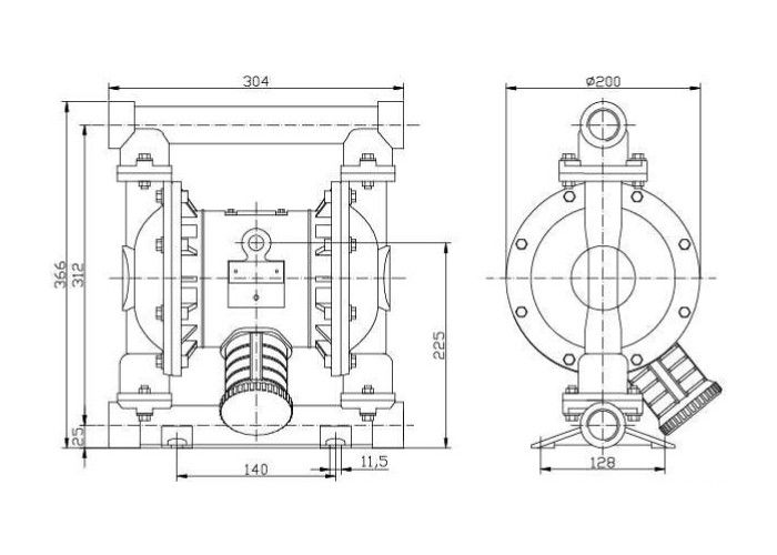 Stainless steel Pneumatic Diaphragm Pump DN100 For Large Flow Transfer